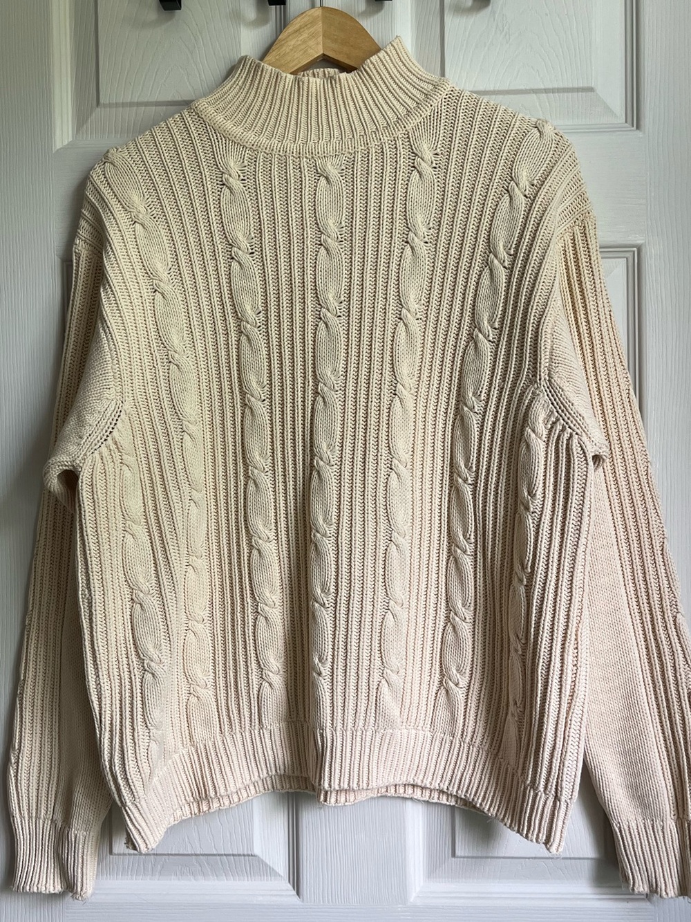 Vintage Liz Sport Liz Claiborne 100% Cotton Cable Knit Mock Neck Sweater M - Picture 2 of 13